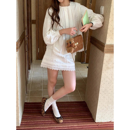Lace Shirt and Skirt Set