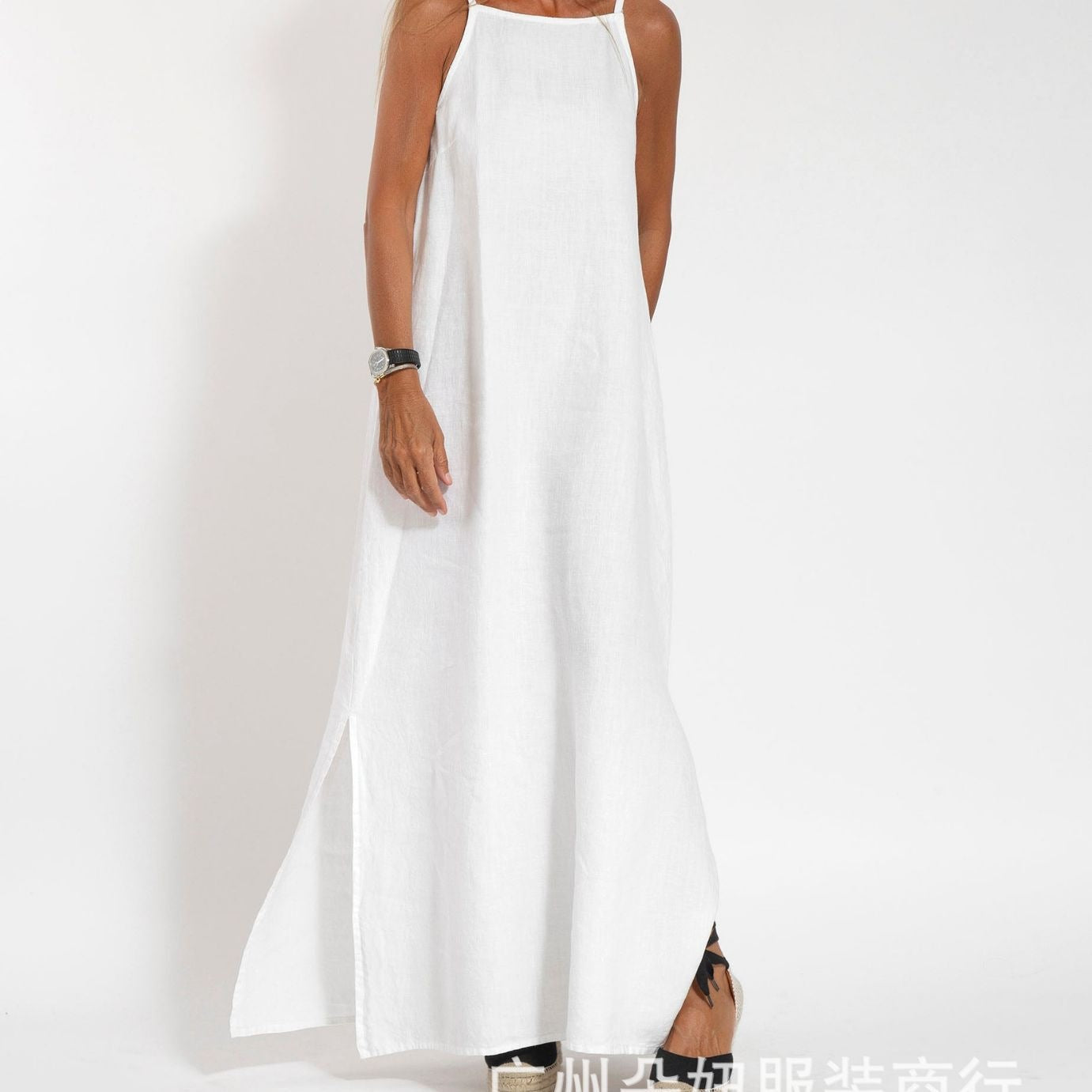 Spring new skirt summer fashion casual cotton and linen suspender summer dress