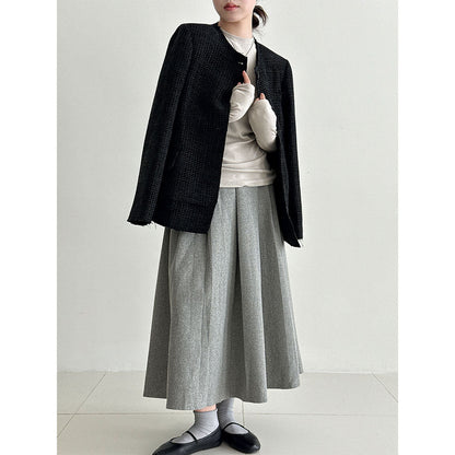 Korean round neck small fragrant jacket for women's autumn new heavy industry high-end tweed short suit