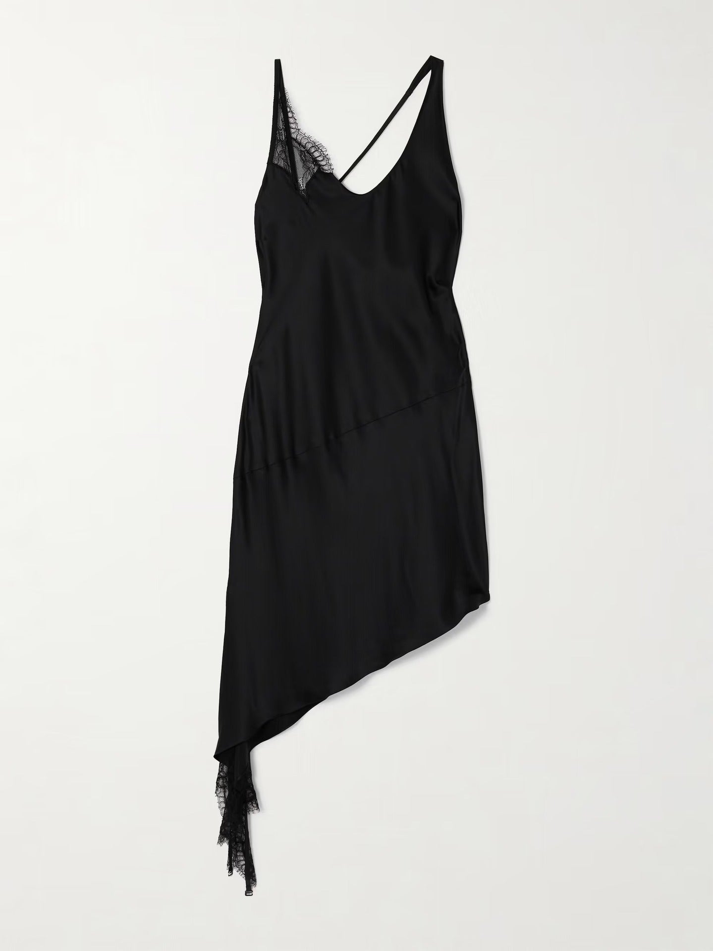 Spring satin sundress Lace lace irregular dress