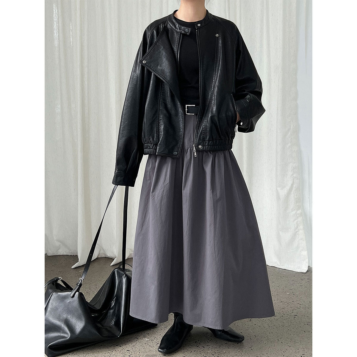 French waist seal shirred umbrella skirt women's new retro versatile high-waisted design sense slimming skirt