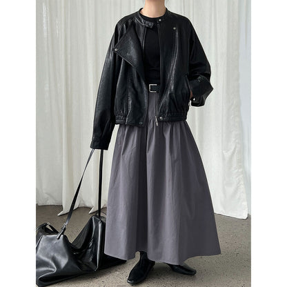 French waist seal shirred umbrella skirt women's new retro versatile high-waisted design sense slimming skirt