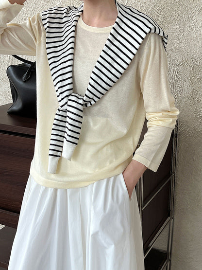 Soft waxy wool knitted sweater bottoming shirt women's autumn new pullover basic versatile long-sleeved T-shirt