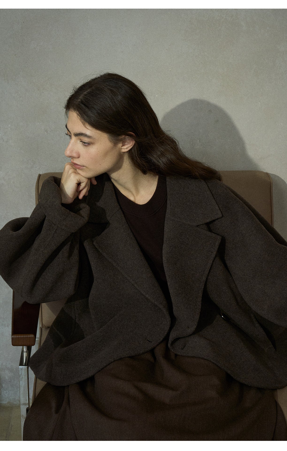 Winter delicate soft wool lapel versatile short double-sided tweed coat women