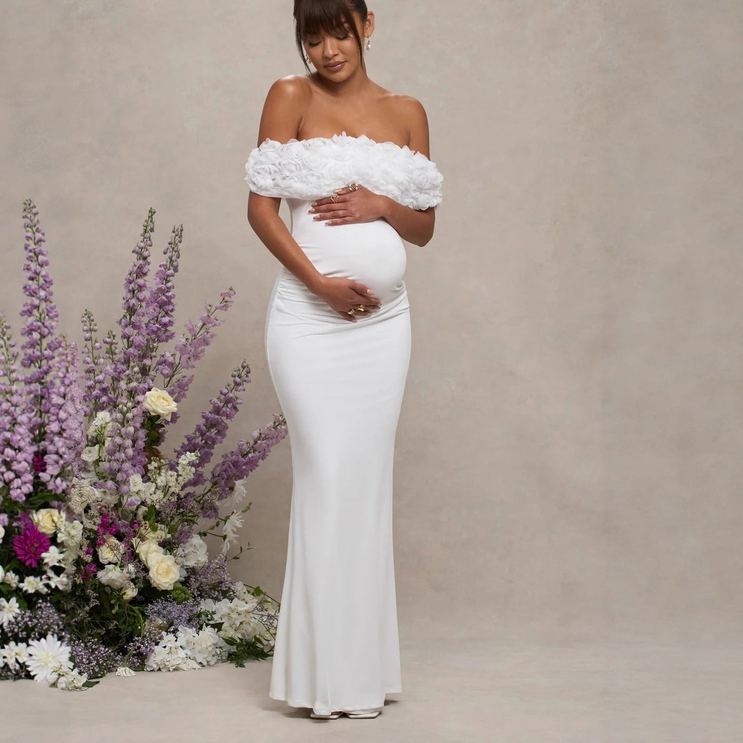 New fashion splicing flower one-word shoulder dress backless sexy tube top skirt