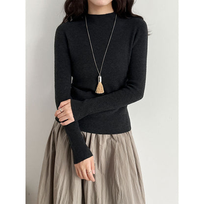 Wool semi-turtleneck seamless slim-fitting and thin inner women's autumn and winter new basic versatile bottoming shirt