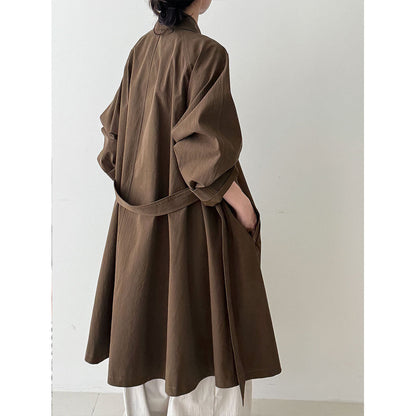 British Hepburn style high-end temperament trench coat women's autumn new simple strap coat