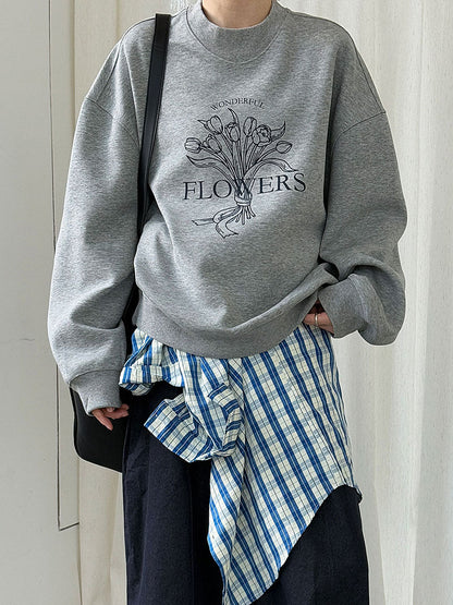 Korean tulip retro peach heart neck silhouette sweater women's autumn new lazy top