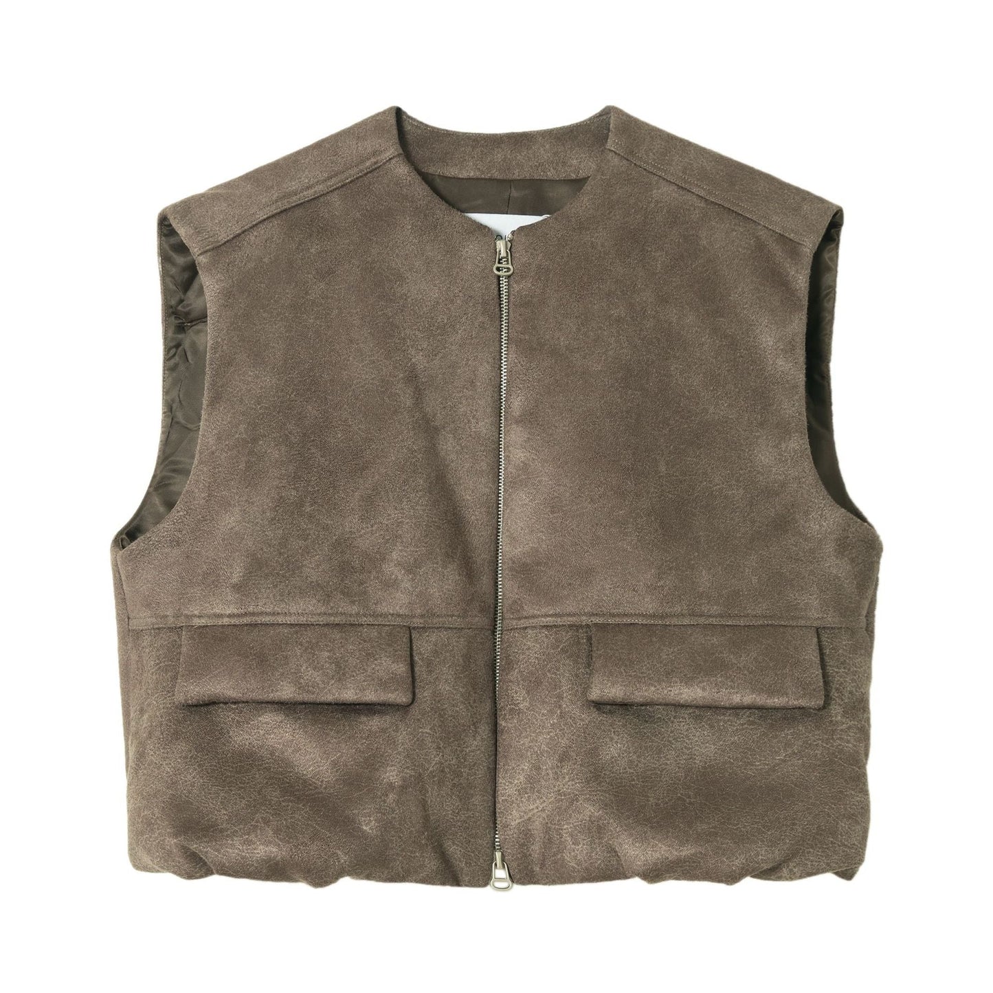 Windproof and warm textured suede cloud padded cotton retro vest jacket