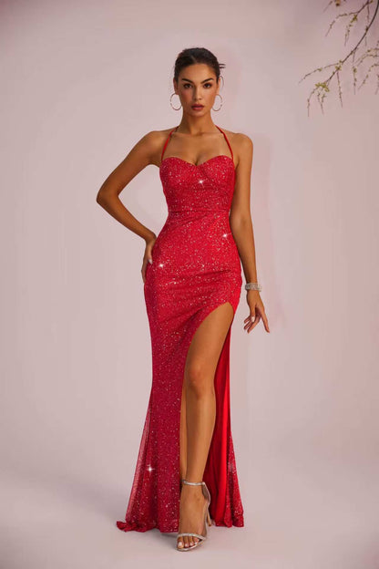 One-Shoulder Sleeveless Dress Women High Waist Irregular Hem Maxi