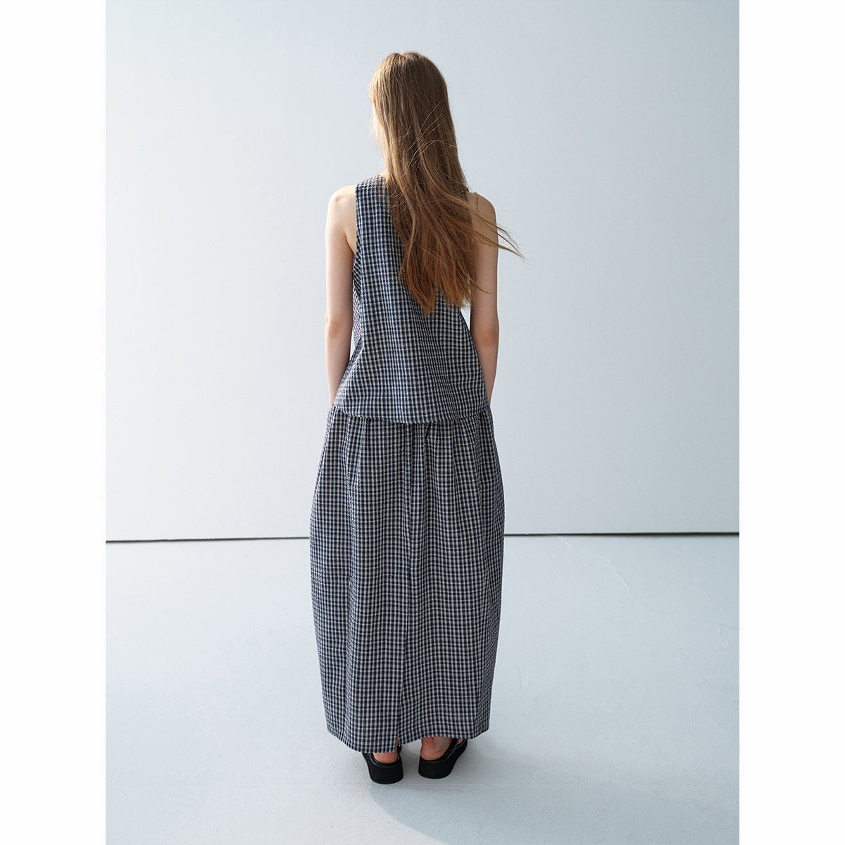Summer Casual High Waist Plaid Tulip Versatile Long Bud Skirt
