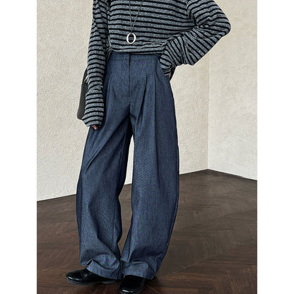 Korean lazy wind silhouette scimitar suit pants women's 2025 autumn new mopping wide-leg trousers 1702