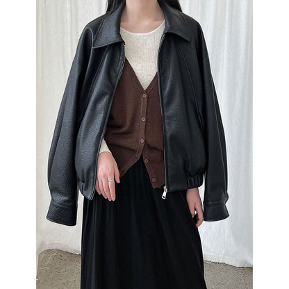 Korean simple round neck base · stacked neck vest women's autumn new lazy suit