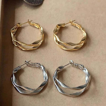 Niche design double-layer circle earrings
