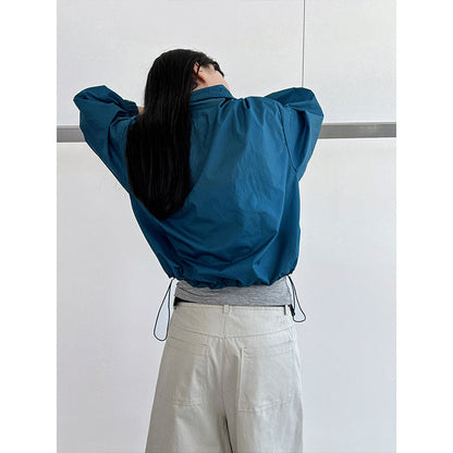 Korean casual stand-up collar light and thin tooling sports suit summer sunscreen jacket + fart curtain two-piece set 3587
