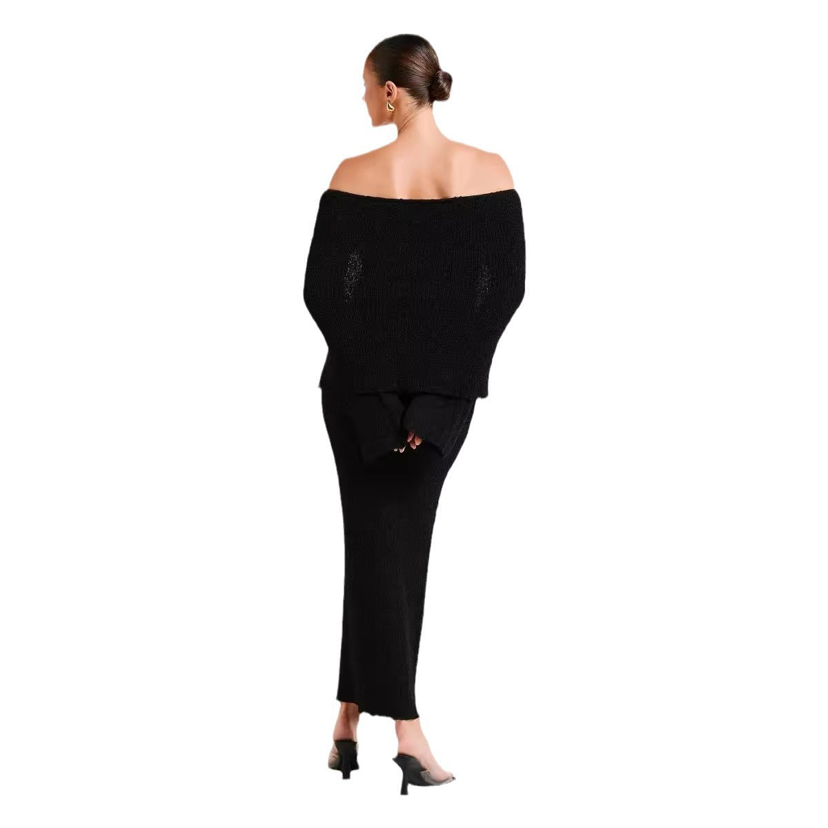 Off-Shoulder Knit Maxi Dress