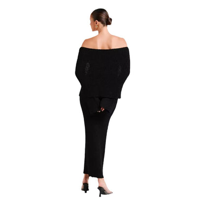 Off-Shoulder Knit Maxi Dress