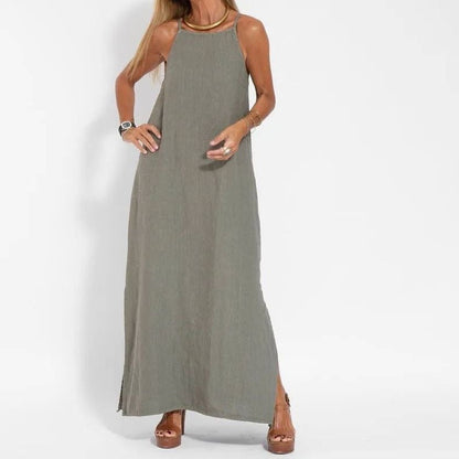 Spring new skirt summer fashion casual cotton and linen suspender summer dress