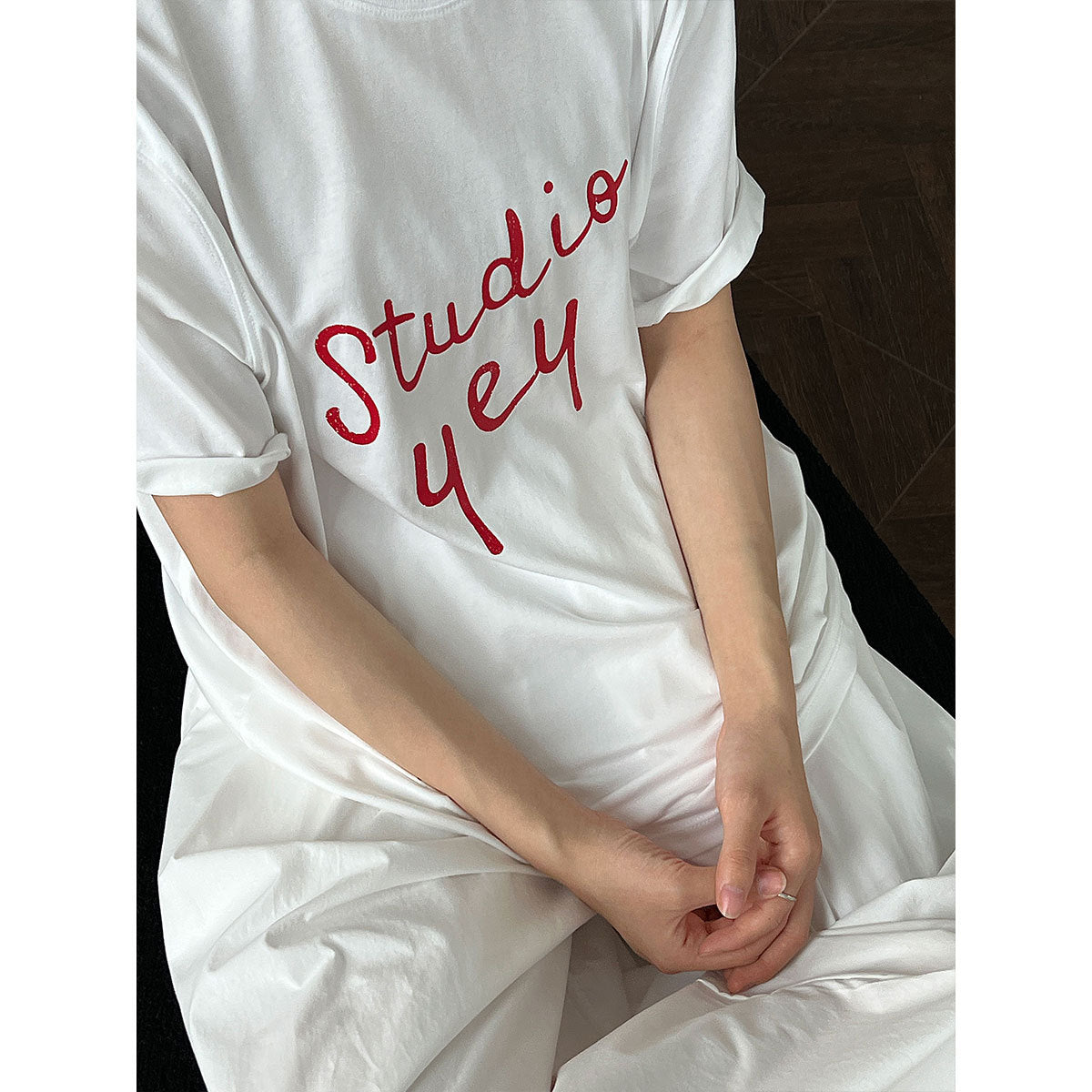 Letter print crew neck T-shirt women's summer new Korean simple commuter versatile short-sleeved top