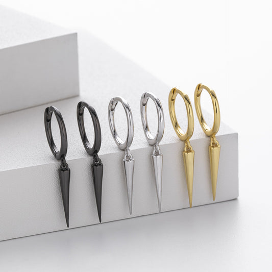 S925 Sterling Silver Ear Buckle Fashion Personality Conical Earrings