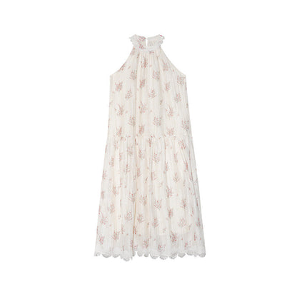 Sweet fairy fresh floral sleeveless neck sling dress