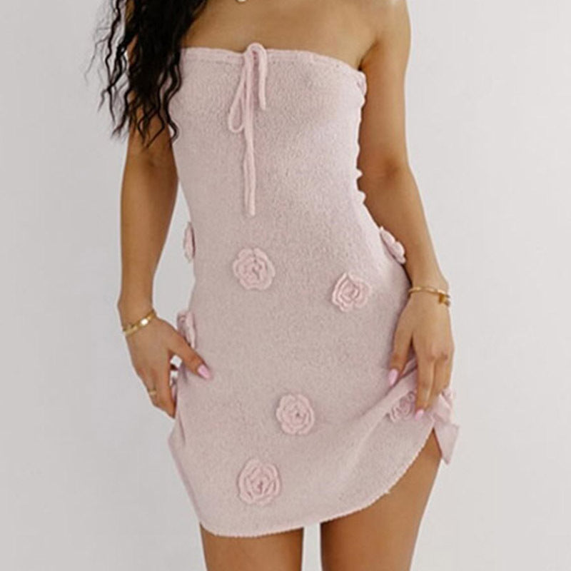 Knitted tube top short skirt tight and sexy European and American dress women
