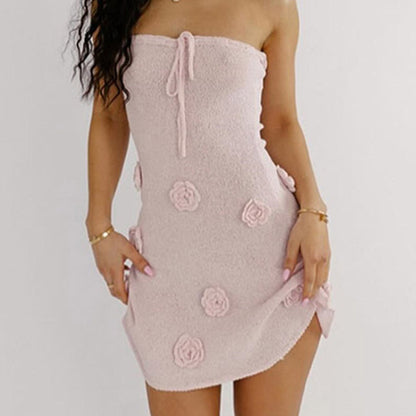 Knitted tube top short skirt tight and sexy European and American dress women
