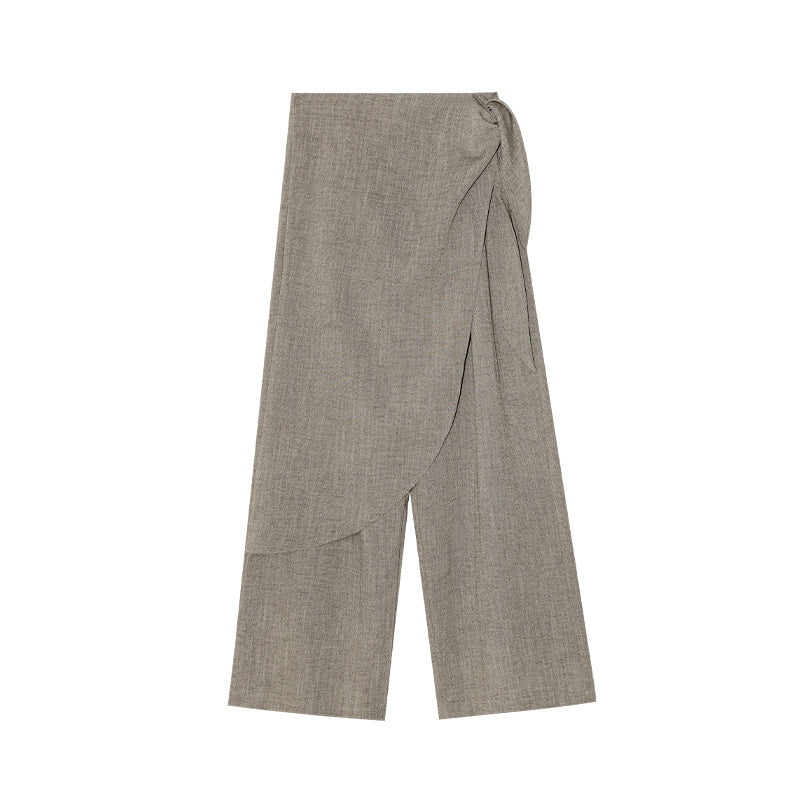 Early Spring Korean Simple Lazy Irregular Fart Curtain Wide Leg Suit Pants