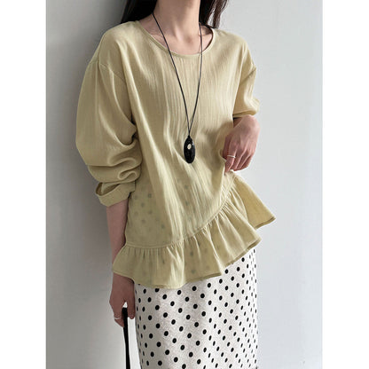 Korean gentle ruffle leaf top