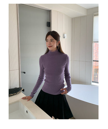 Half-height crew neck sweater