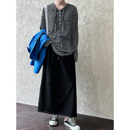 Fashion skirt casual lazy women's autumn A-word curling skirt loose and thin elastic waist skirt