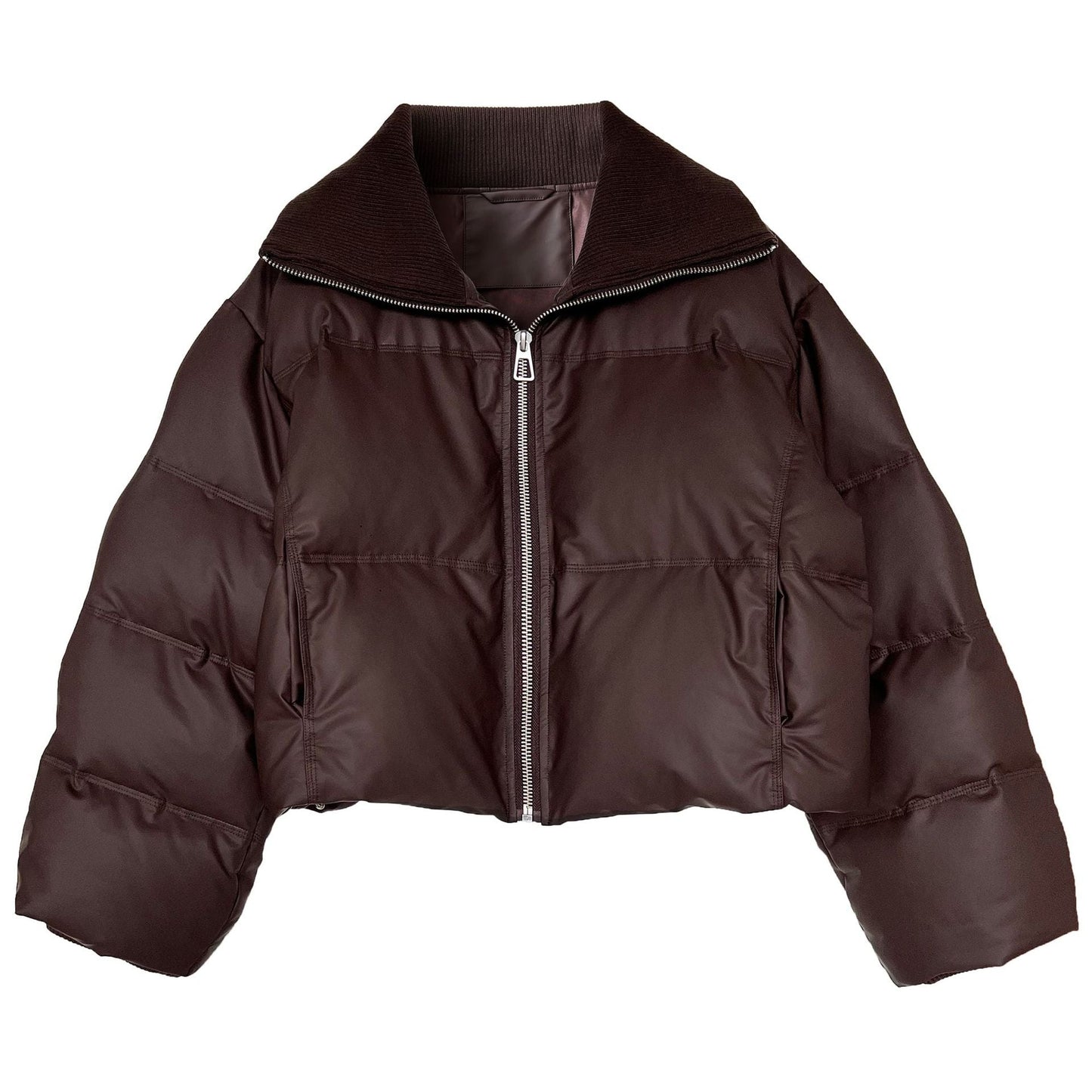 Black label, peace of mind 90 white duck down short bread jacket large lapel splicing pu leather down jacket women's winter new Y70