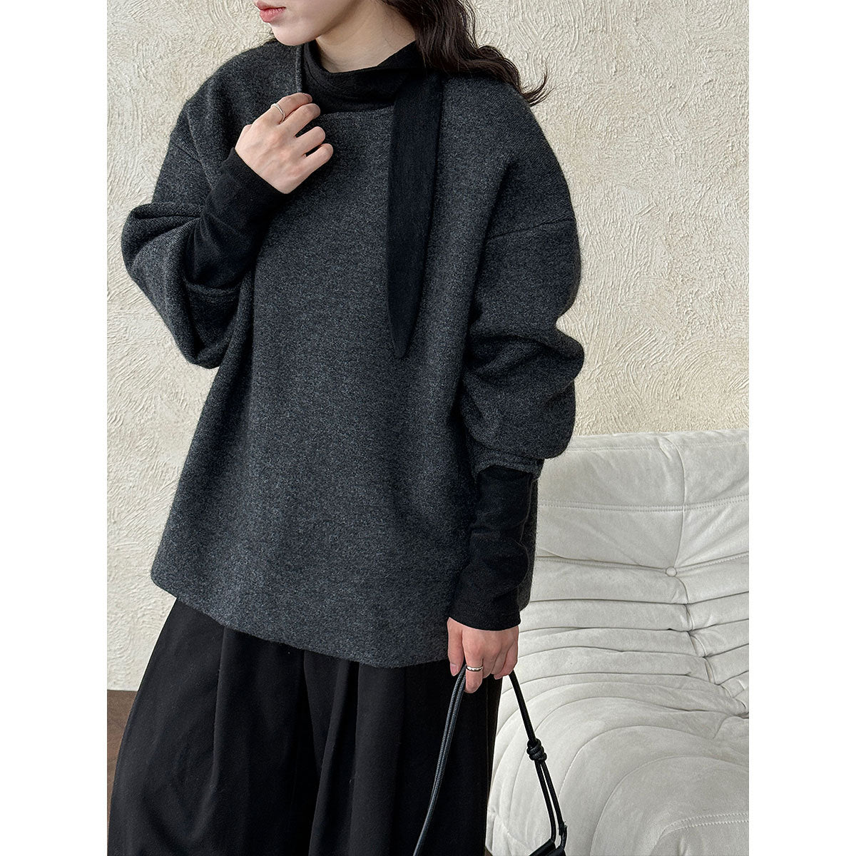 Straps slim-fitting Korean velvet long-sleeved front shoulder bottoming shirt women's winter new design sense inner cover 2140