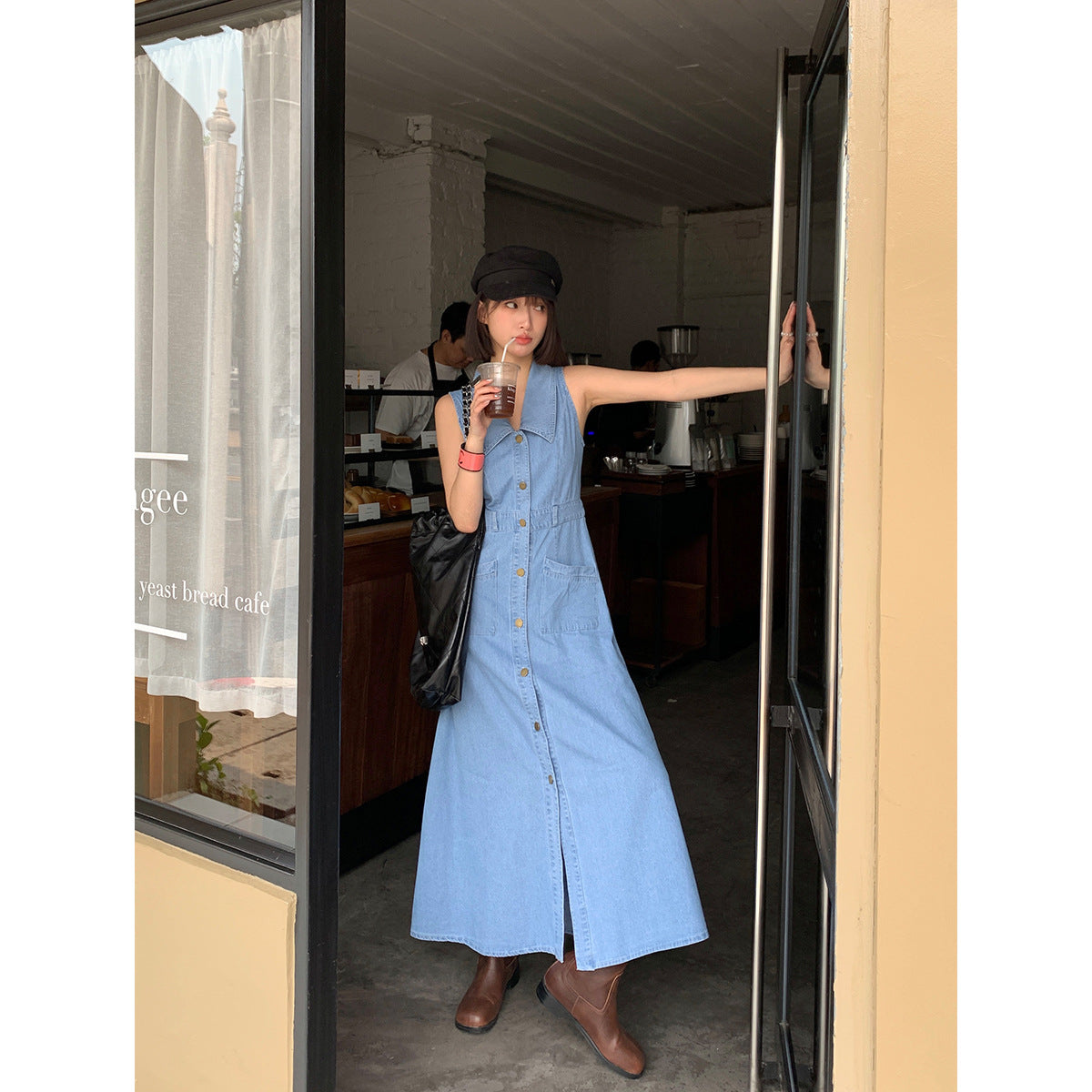 Summer French Retro Lapel Sleeveless Dress