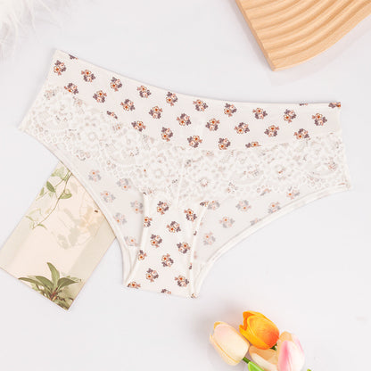 Sexy lace underwear nylon print breathable quick-drying small breasts gather and support women's bra set