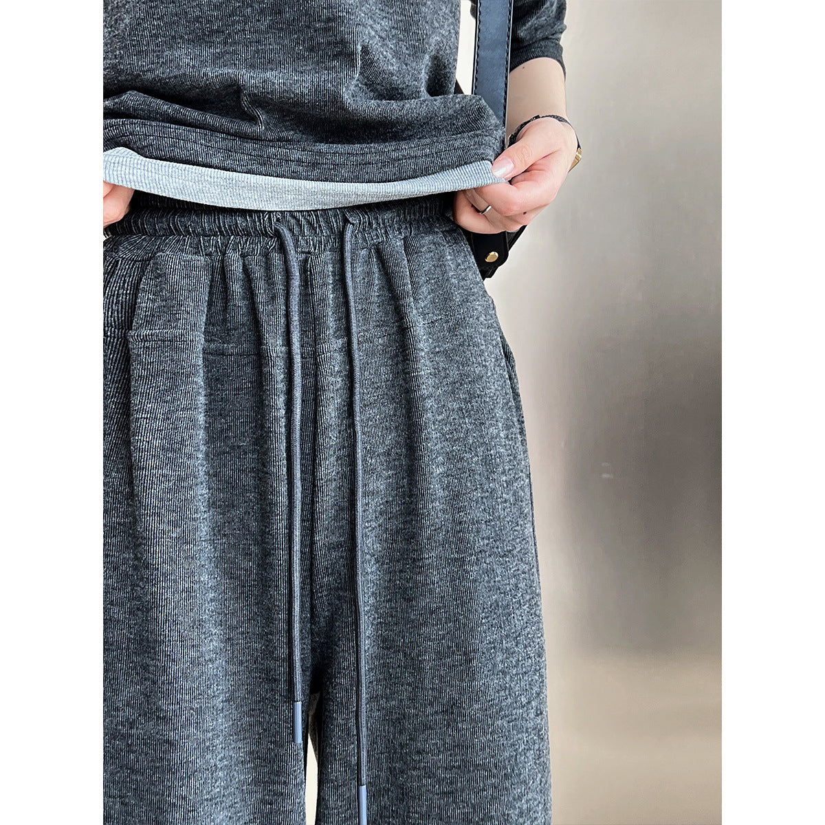 Stack in early autumn casual sports suit women's hooded sweater + suspender vest + wide-leg pants three-piece set