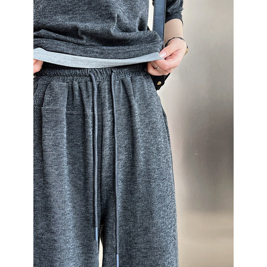 Stack in early autumn casual sports suit women's hooded sweater + suspender vest + wide-leg pants three-piece set