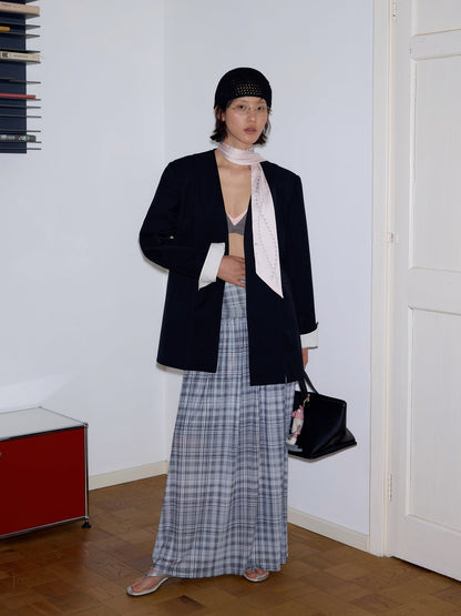 Plaid mesh flowing dress
