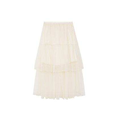 French Sheer Mesh Overlay Skirt