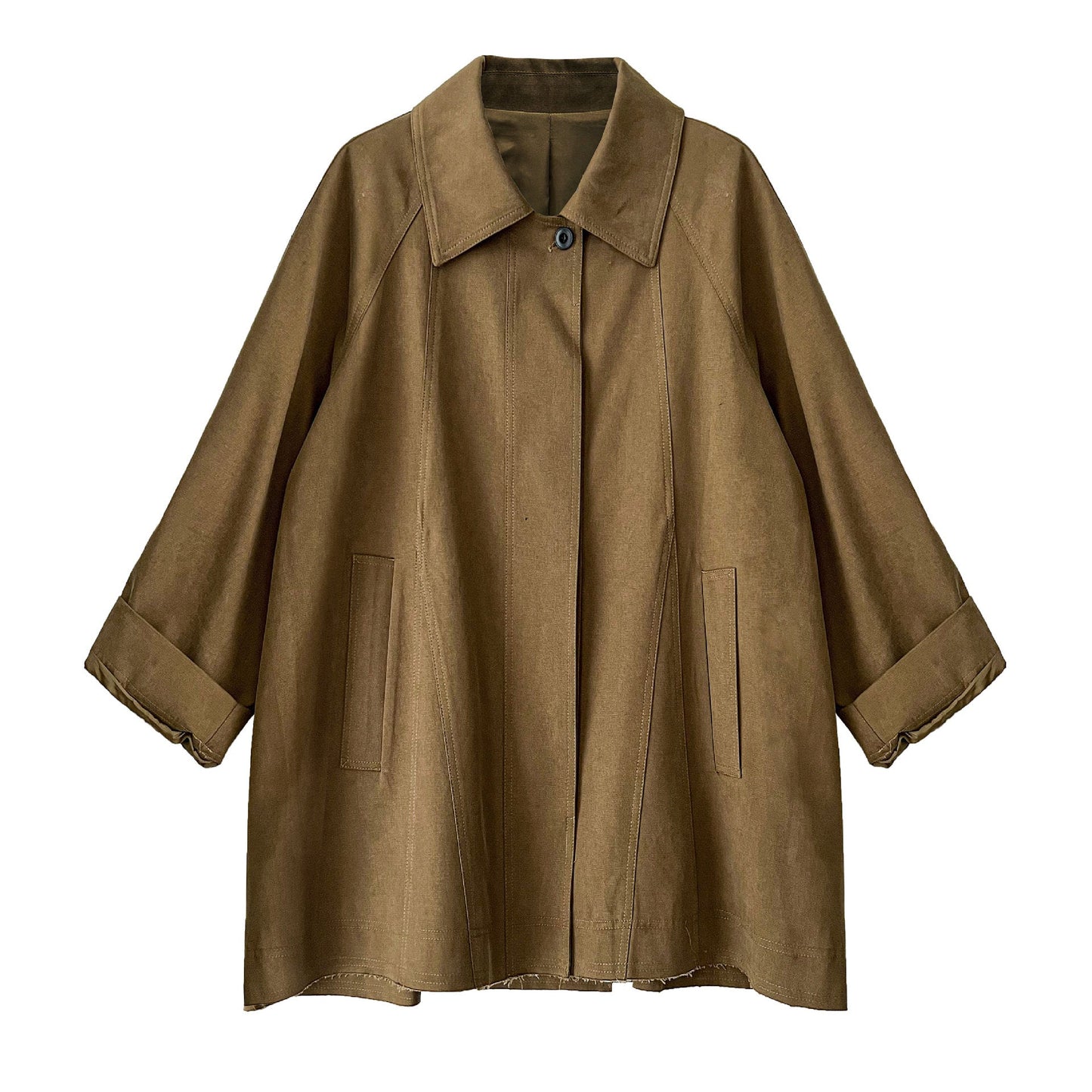 Slack retro casual double-layer placket jacket women's autumn new loose small trench coat