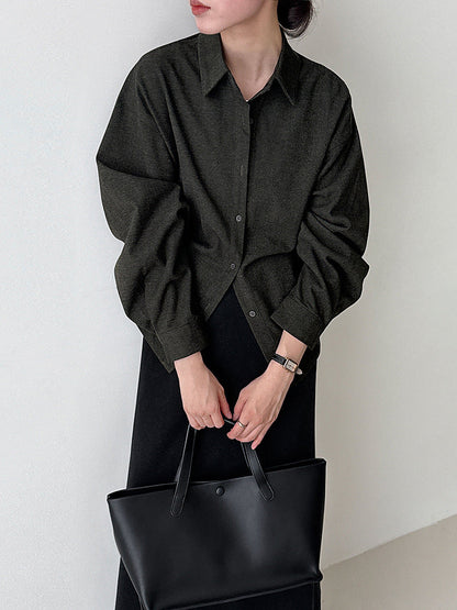 Korean lapel polished shirt women's autumn new high-end commuting temperament lace-up waist shirt