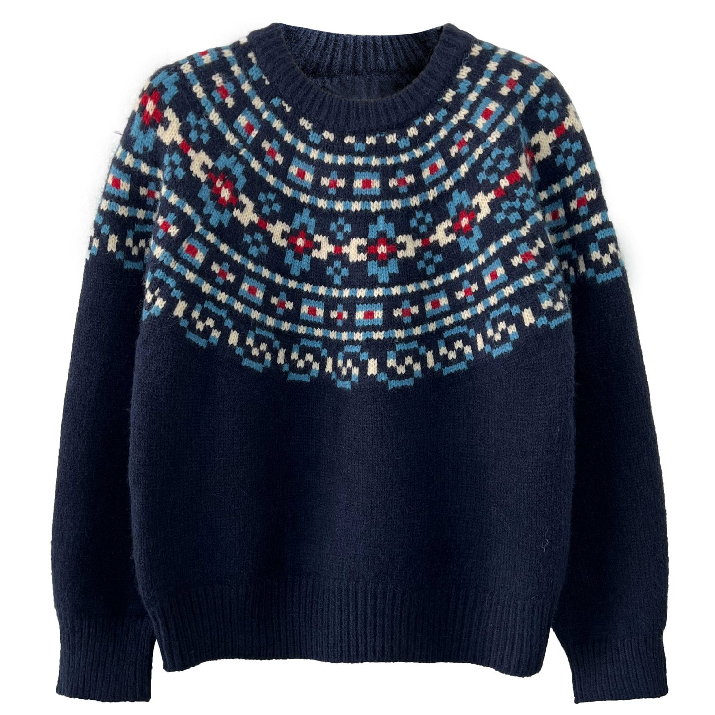 Vintage Fair Island Jacquard Sweater Women's Autumn and Winter New Lazy Christmas Loose Knitted Sweater Top