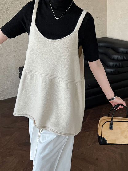 Korean U-neck temperament knitted suspender vest women's autumn new lazy wind sleeveless top