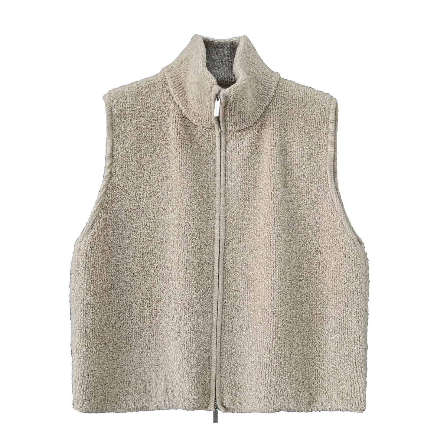 Korean wool stand-up collar stacked with loop wool vest jacket women's winter warm knitted sweater ss943