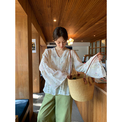 Foreign Chic Beautiful Hollow Chiffon Shirt
