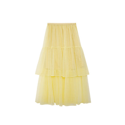 French Sheer Mesh Overlay Skirt
