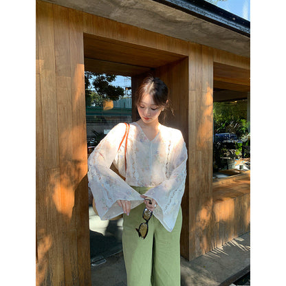Foreign Chic Beautiful Hollow Chiffon Shirt