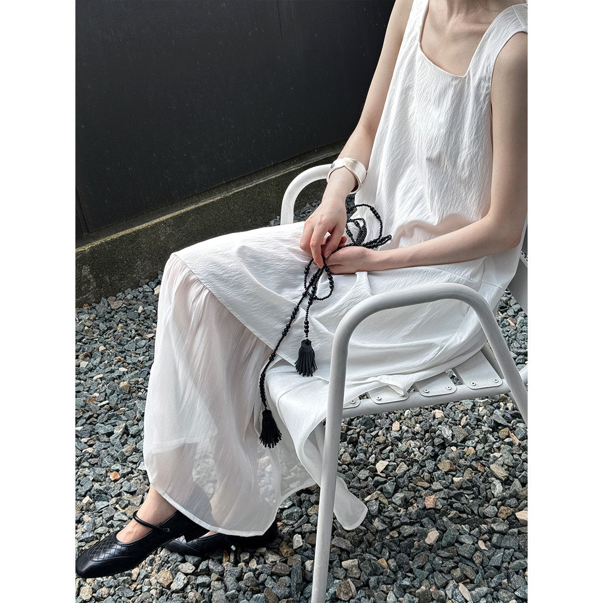 Design sleeveless organza patchwork mermaid dress summer Korean fake two-piece sundress