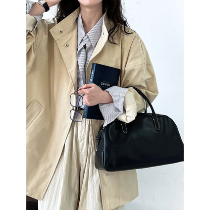 Premium temperament silhouette stand-up collar trench coat women's lazy style Japanese minimalist oversize coat 8631