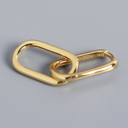 Oval Earrings Simple Metal Style Removable Earrings